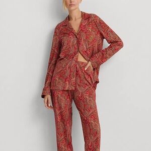 Lauren Ralph Lauren Paisley cotton blend Red Pajama Set Sz M